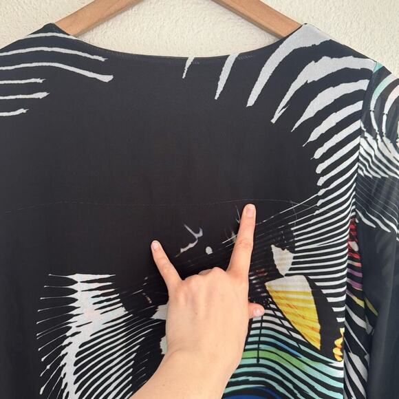 IC by Connie K Medium Wearable Art to Wear Blouse Butterfly Print Black Boho - Picture 6 of 10